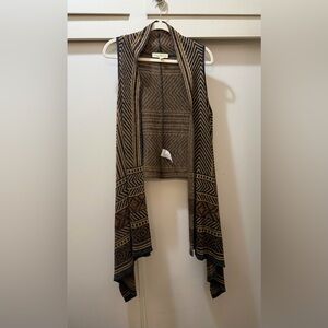 Staring at Stars Tribal Print Sweater Vest Boho Open Front Hi-Low Cardigan NWOT